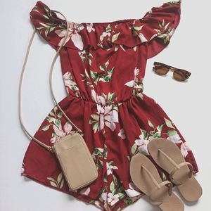 Off the Shoulder Floral Romper